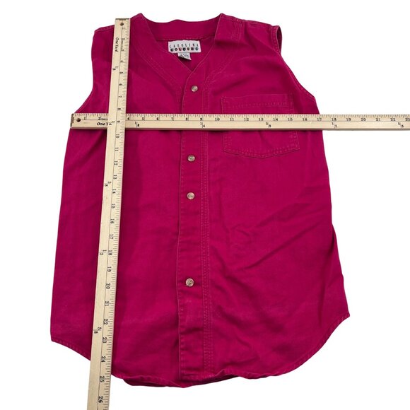 Carolina Colours Vintage Pink Sleeveless Button-Up Shirt sz Medium - Picture 2 of 4